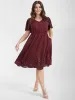 Solid Ruffles Pocket Broderie Anglaise Knee Dress sold by Bloomchic