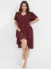 Solid Ruffles Pocket Broderie Anglaise Knee Dress sold by Bloomchic