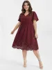Solid Ruffles Pocket Broderie Anglaise Knee Dress sold by Bloomchic
