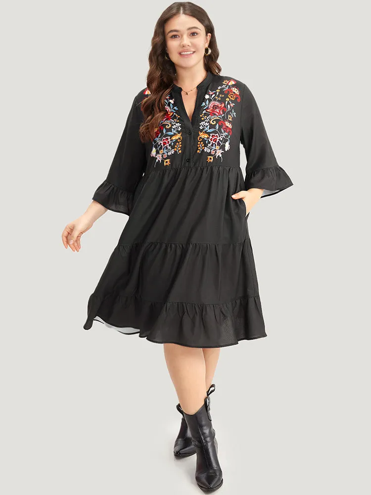 Floral Print Ruffles Plicated Detail Dress sold by Bloomchic product image thumbnail 2