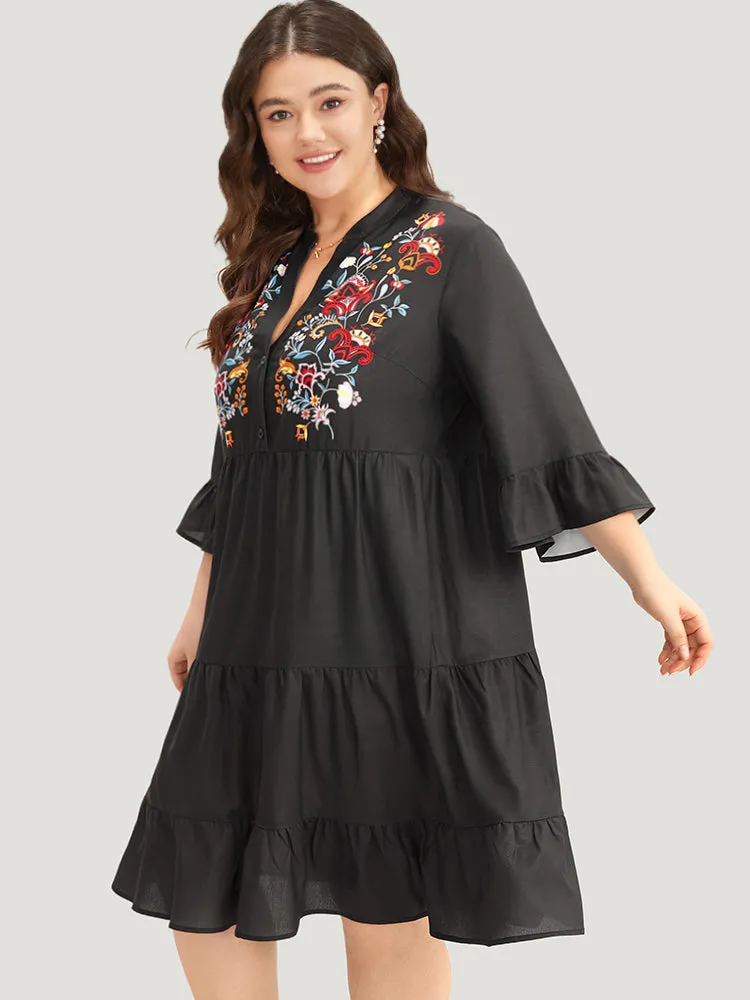 Floral Print Ruffles Plicated Detail Dress sold by Bloomchic product image thumbnail 3