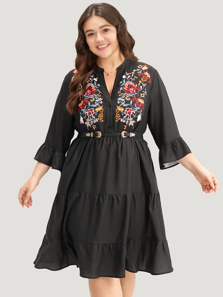 Floral Print Ruffles Plicated Detail Dress sold by Bloomchic