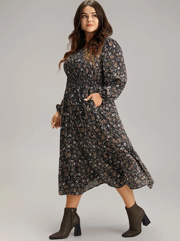 Ditsy Floral Notched Flutter Hem Dress sold by Bloomchic product image thumbnail 3