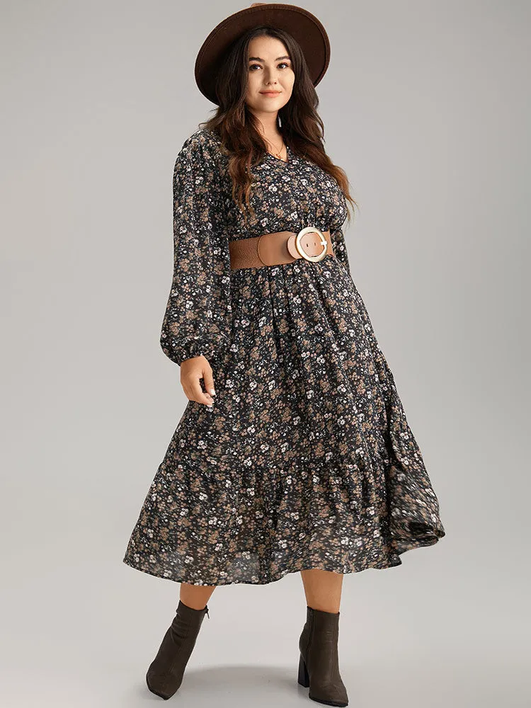 Ditsy Floral Notched Flutter Hem Dress sold by Bloomchic product image thumbnail 2