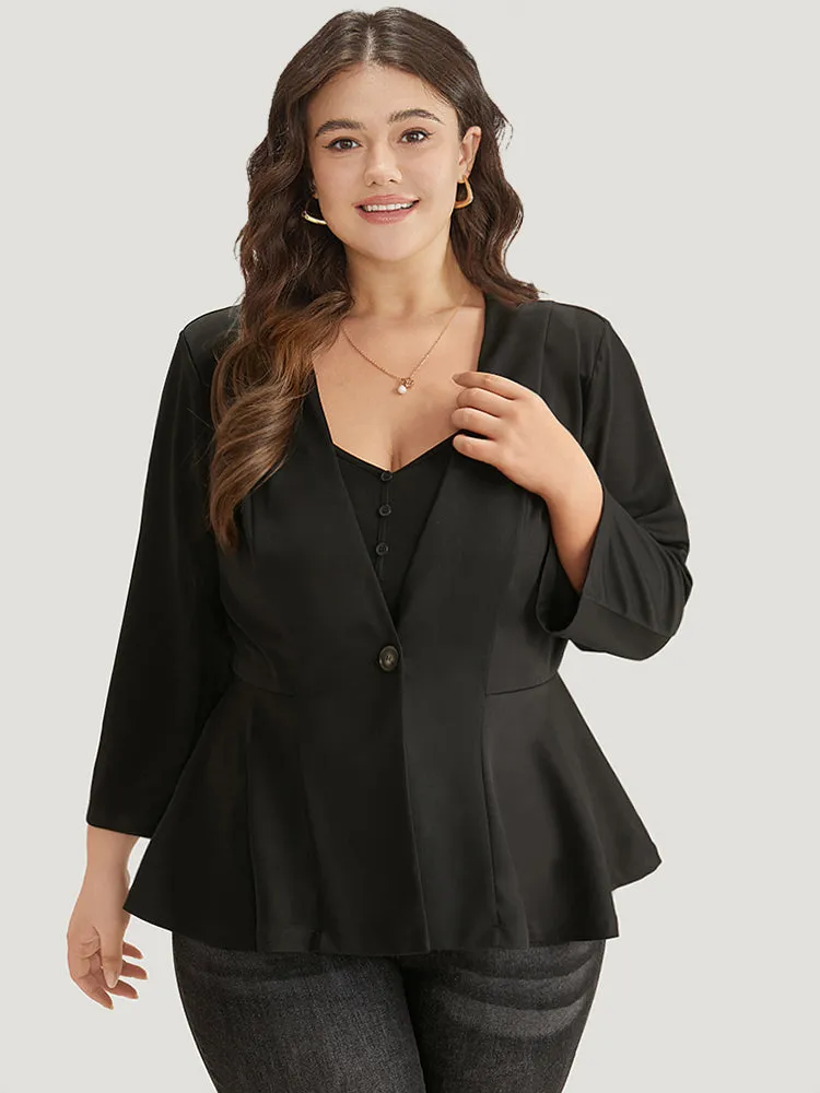 Plain Button Up Ruffle Hem Blazer sold by Bloomchic product image thumbnail 5