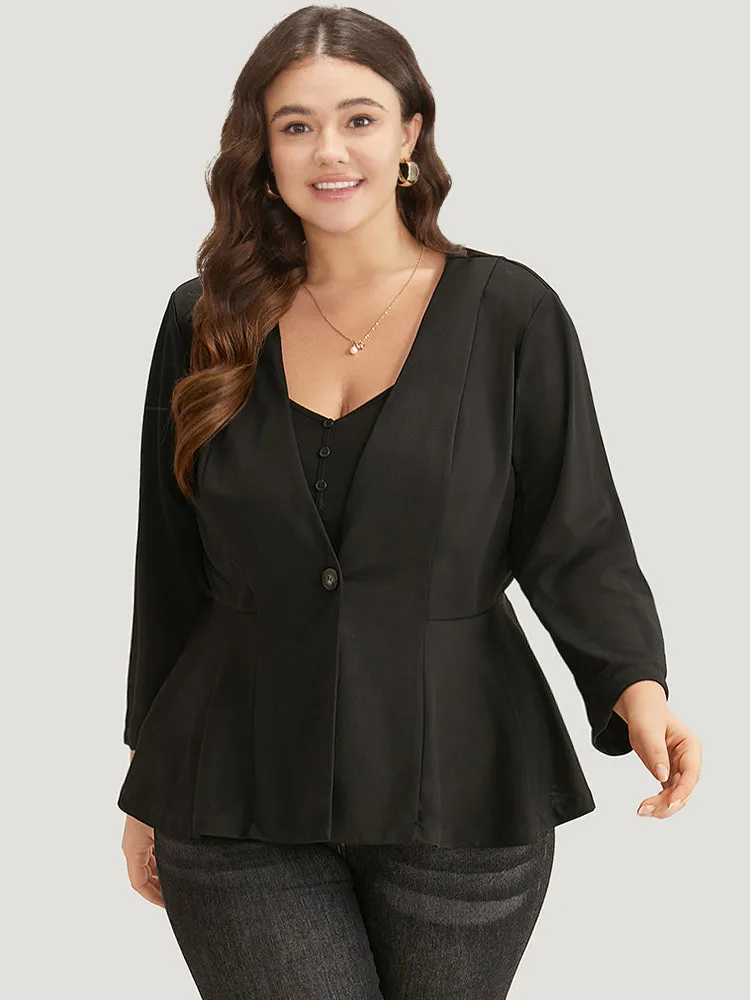 Plain Button Up Ruffle Hem Blazer sold by Bloomchic product image thumbnail 4