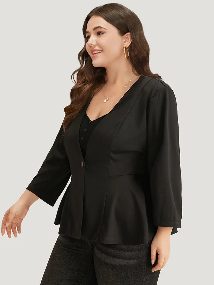Plain Button Up Ruffle Hem Blazer sold by Bloomchic product image thumbnail 3