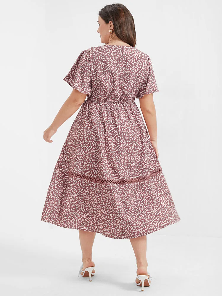 Ditsy Floral Crochet Lace Ruffled Midi Dress sold by Bloomchic product image thumbnail 5