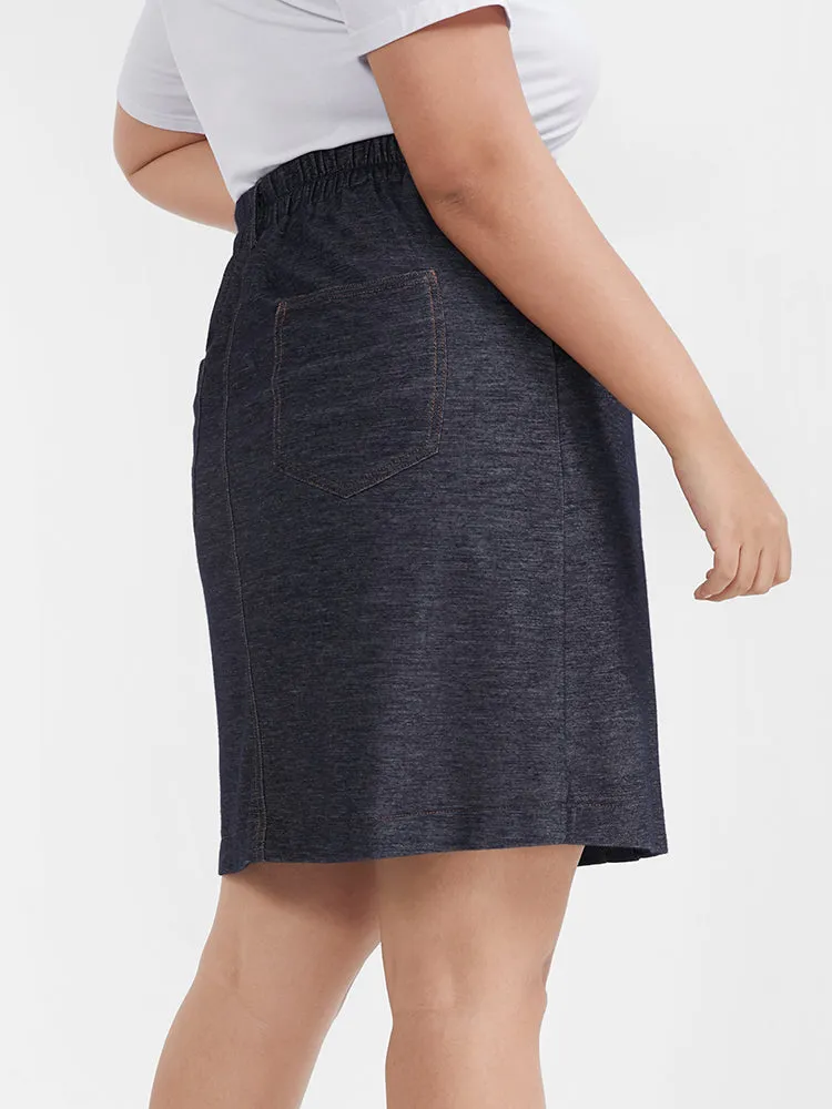 Solid Button Pocket Regular Skirt sold by Bloomchic product image thumbnail 4