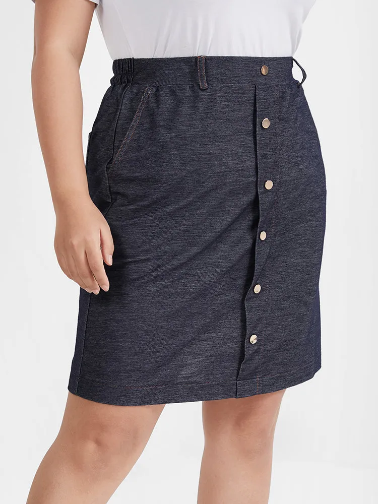 Solid Button Pocket Regular Skirt sold by Bloomchic product image thumbnail 3