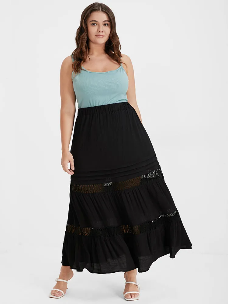 Eyelet Lace Patchwork Elastic Waist Skirt sold by Bloomchic product image thumbnail 3