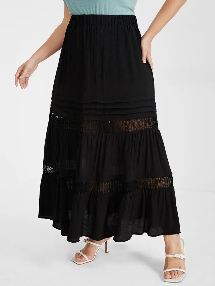 Eyelet Lace Patchwork Elastic Waist Skirt sold by Bloomchic product image thumbnail 4