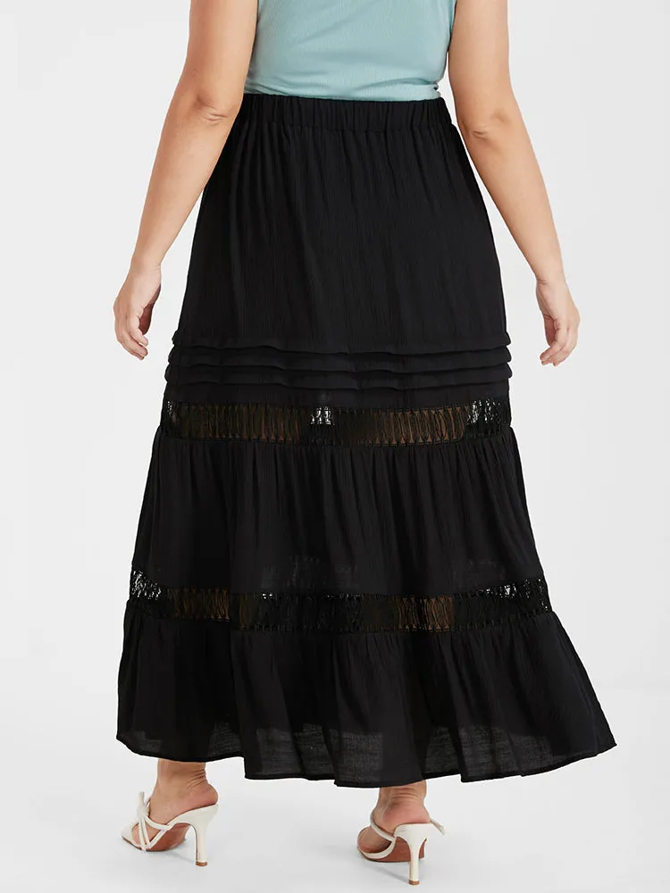 Eyelet Lace Patchwork Elastic Waist Skirt sold by Bloomchic product image thumbnail 5