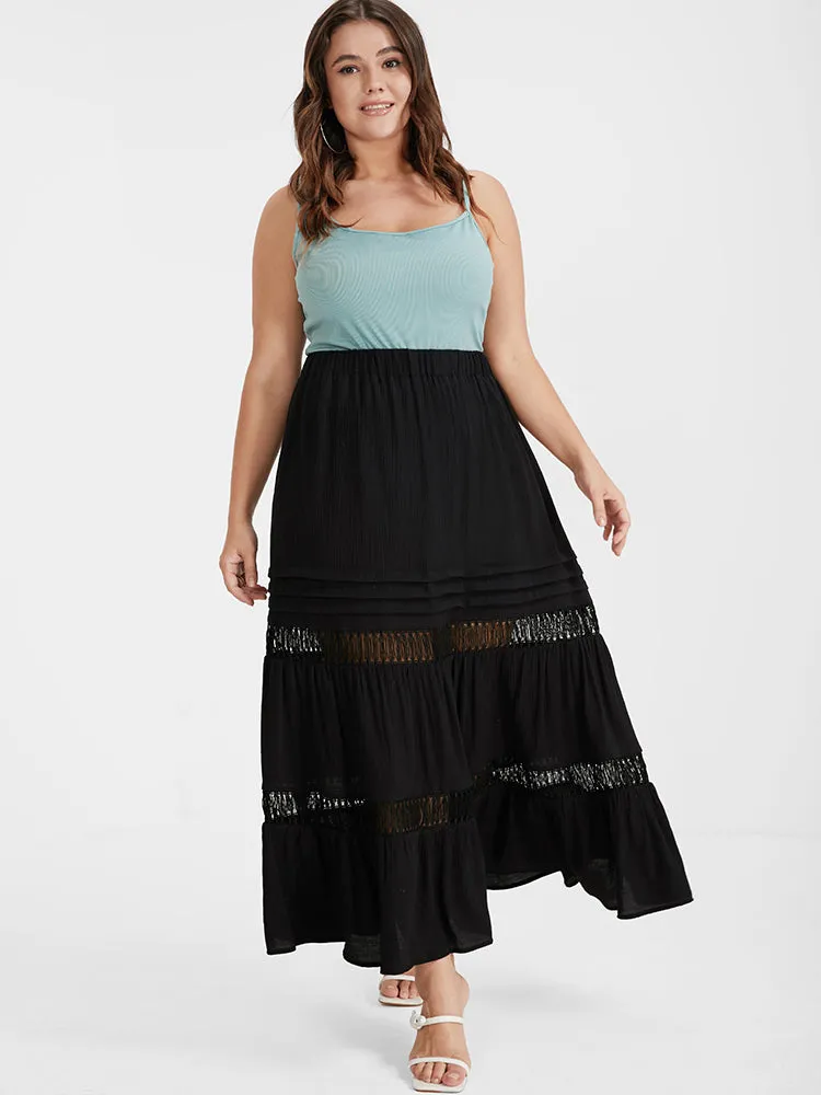 Eyelet Lace Patchwork Elastic Waist Skirt sold by Bloomchic product image thumbnail 2