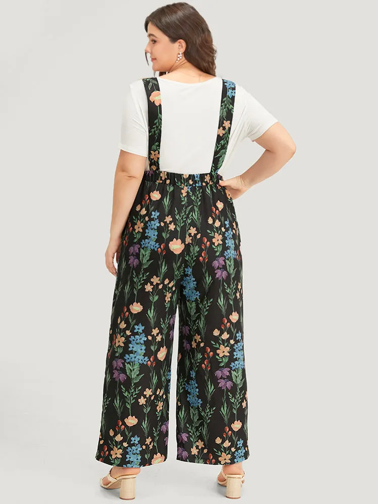 Floral Pocket Adjustable Straps Gathered Jumpsuit sold by Bloomchic product image thumbnail 2