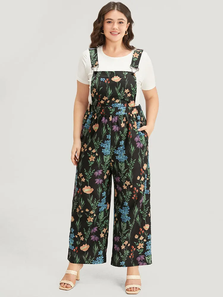 Floral Pocket Adjustable Straps Gathered Jumpsuit sold by Bloomchic product image thumbnail 4