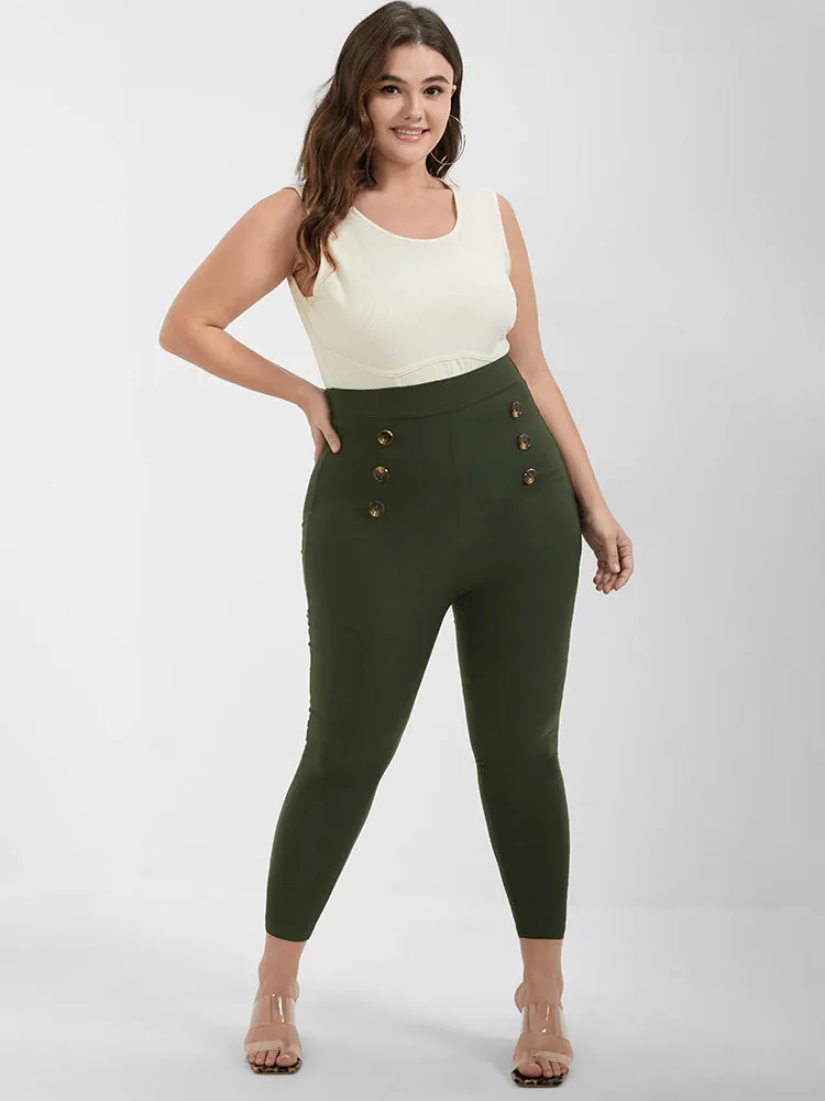 Solid Button Skinny Pants sold by Bloomchic product image thumbnail 3