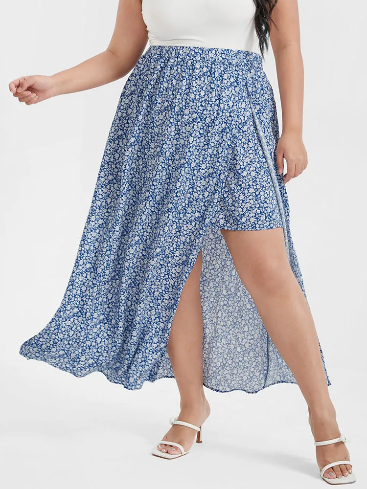 Ditsy Floral Printed Irregular Loose Skirt sold by Bloomchic