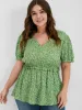 Ditsy Floral Ruffled Trim Puff Sleeve V Neck Blouse sold by Bloomchic