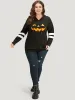 Halloween Print Striped Patchwork Hooded Drawstring Sweatshirt sold by Bloomchic