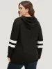 Halloween Print Striped Patchwork Hooded Drawstring Sweatshirt sold by Bloomchic