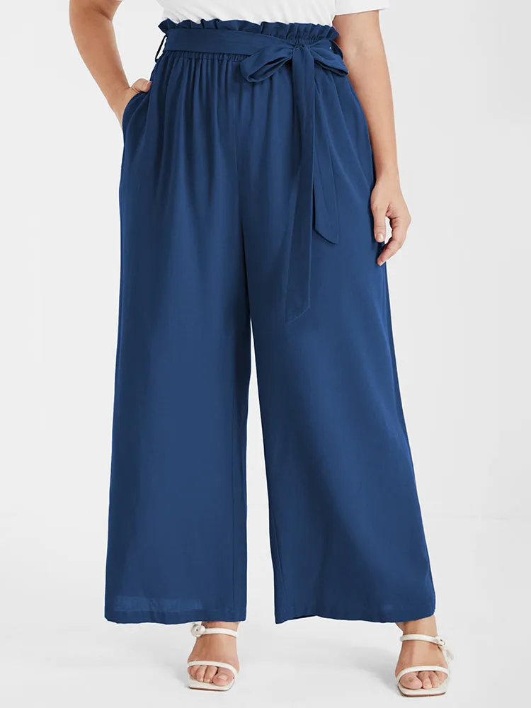 Solid Pocket Belted Straight Pants sold by Bloomchic