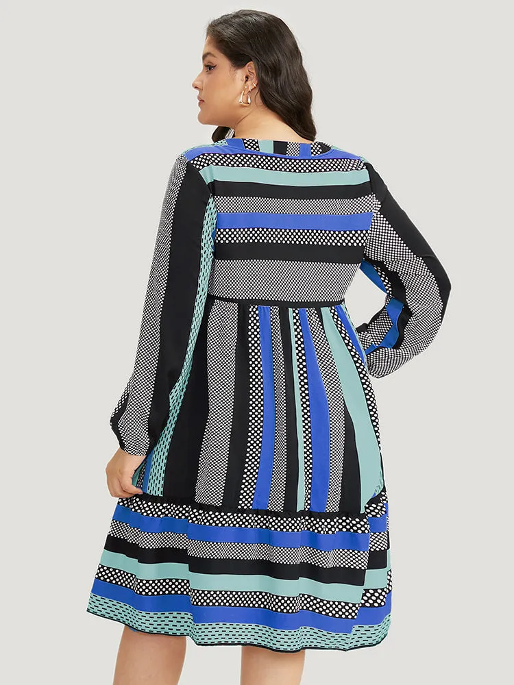 Polka Dot & Striped Print Notched Pocket Dress sold by Bloomchic product image thumbnail 2