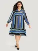 Polka Dot & Striped Print Notched Pocket Dress sold by Bloomchic