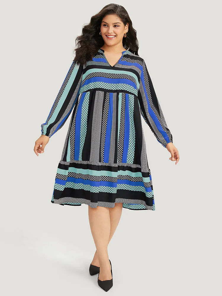 Polka Dot & Striped Print Notched Pocket Dress sold by Bloomchic product image thumbnail 4