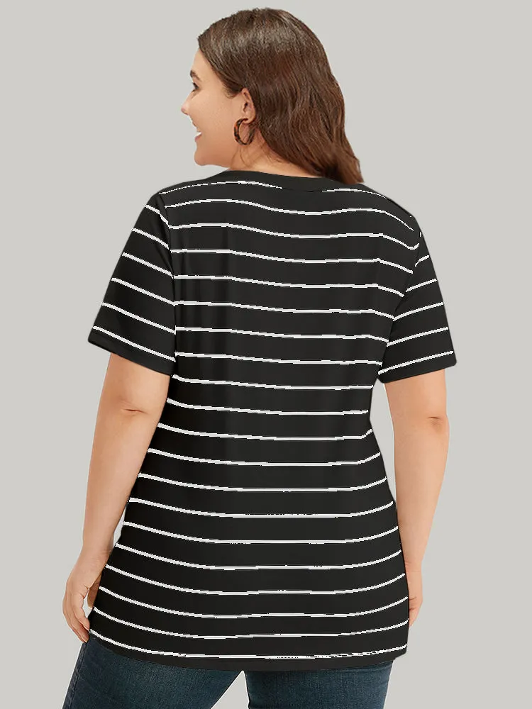 Striped Print Round Neck T-shirt sold by Bloomchic product image thumbnail 2
