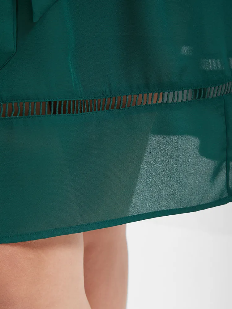 Plain Broderie Anglaise Ruffles Belted Ties Knee Dress sold by Bloomchic product image thumbnail 5