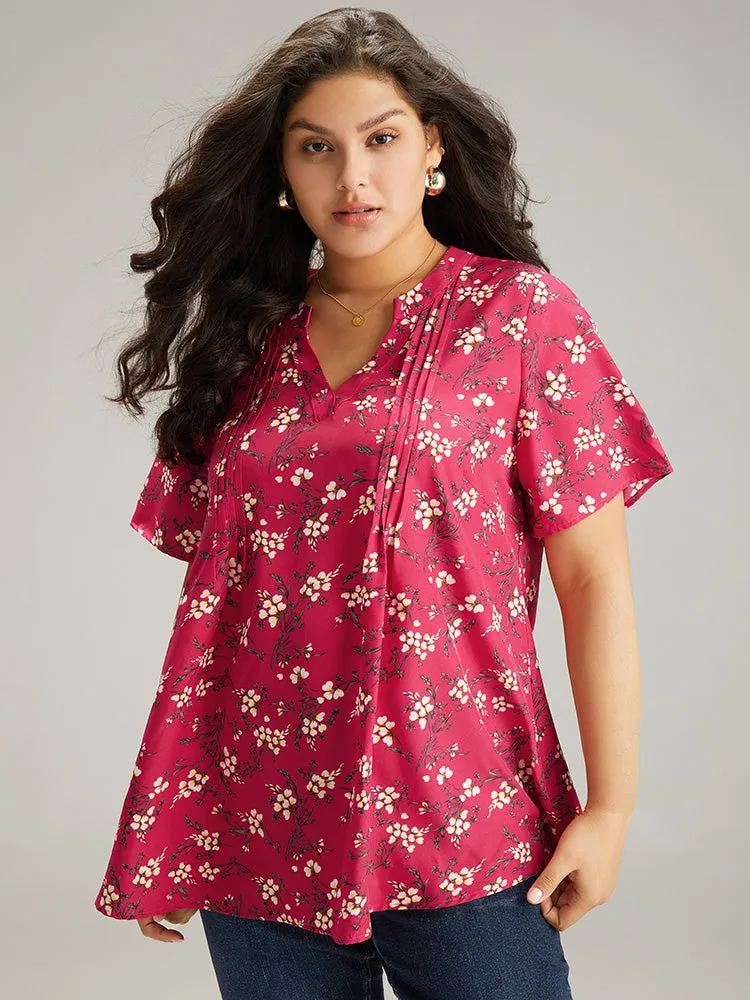 Floral Print Notched Pleated Detail Blouse sold by Bloomchic product image thumbnail 2