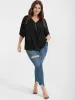 Solid Zipper V Neck Pearl Beaded Modal T-shirt sold by Bloomchic