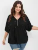 Solid Zipper V Neck Pearl Beaded Modal T-shirt sold by Bloomchic
