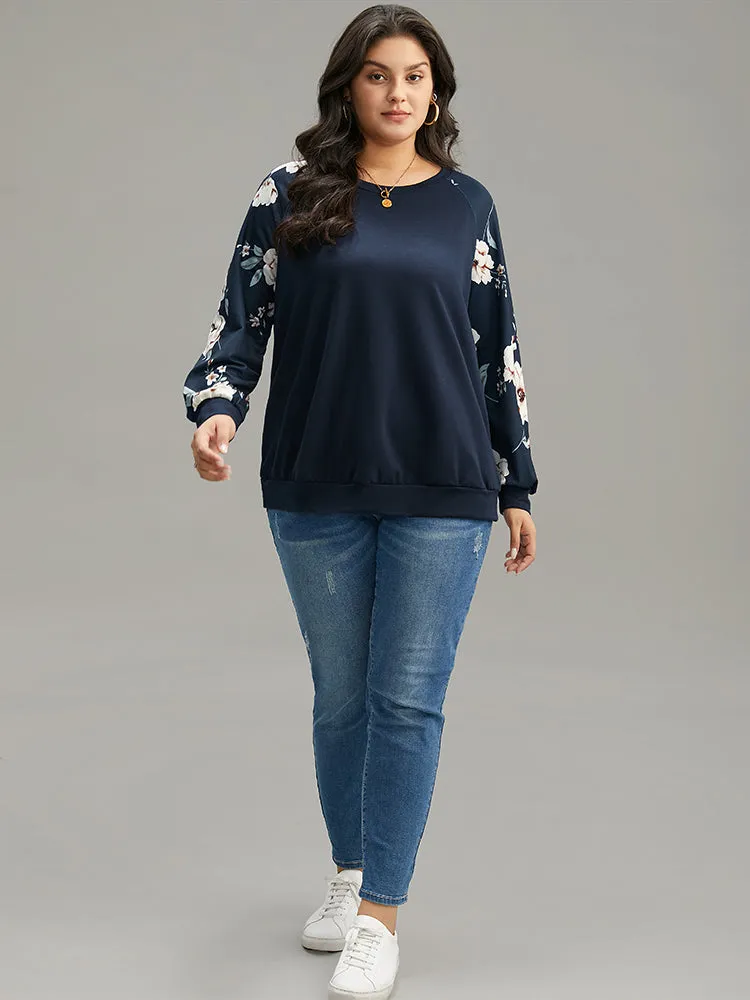 Floral Print Raglan Sleeve Crew Neck Sweatshirt sold by Bloomchic product image thumbnail 5