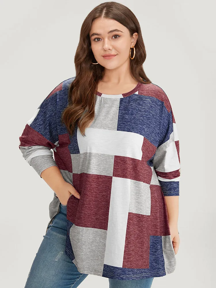 Colorblock Contrast Round Neck Dolman Sleeve T-shirt sold by Bloomchic product image thumbnail 5