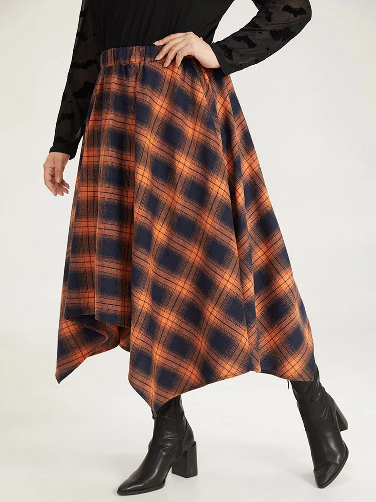 Halloween Plaid Pocket Hanky Hem Woven Skirt sold by Bloomchic product image thumbnail 4