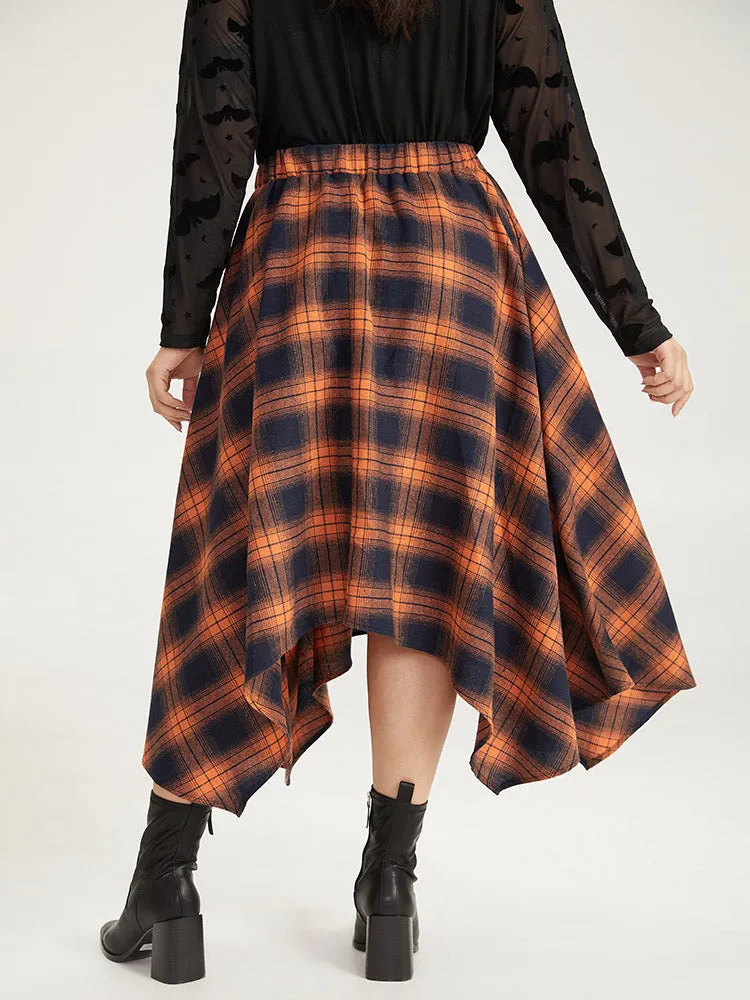 Halloween Plaid Pocket Hanky Hem Woven Skirt sold by Bloomchic product image thumbnail 5
