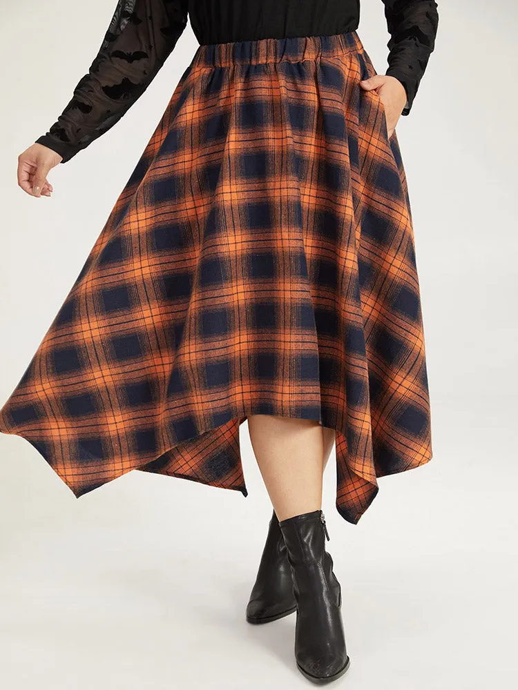 Halloween Plaid Pocket Hanky Hem Woven Skirt sold by Bloomchic product image thumbnail 3