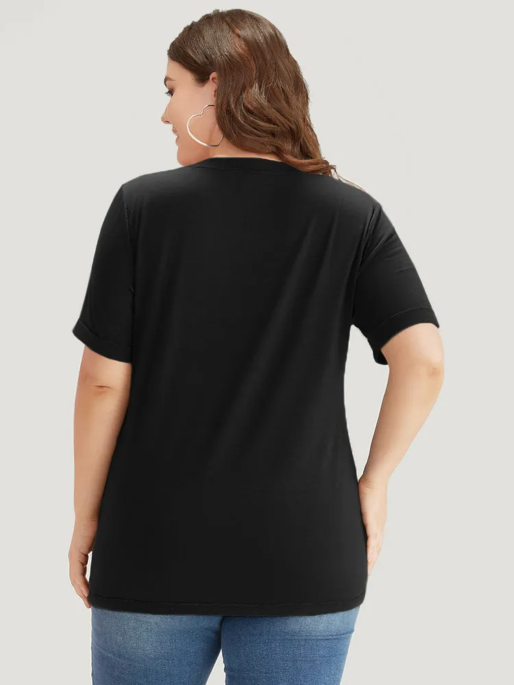 Solid Heather Plants Print V Neck T-shirt sold by Bloomchic product image thumbnail 5