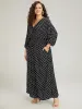 Polka Dot V Neck Knot Backless Lantern Sleeve Jumpsuit sold by Bloomchic
