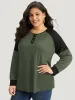 Waffle Knit Two Tone Raglan Sleeve T-shirt sold by Bloomchic