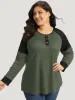 Waffle Knit Two Tone Raglan Sleeve T-shirt sold by Bloomchic
