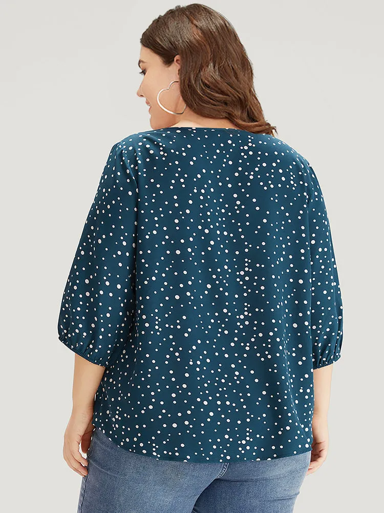 Polka Dot Knot Neck Arc Hem Blouse sold by Bloomchic product image thumbnail 5