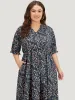 Ditsy Floral Notched Flutter Trim Elastic Waist Dress sold by Bloomchic