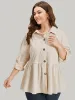 Plain Shirt Collar Button Through Ruffle Hem Pocket Coat sold by Bloomchic