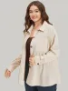Plain Shirt Collar Button Through Ruffle Hem Pocket Coat sold by Bloomchic