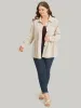 Plain Shirt Collar Button Through Ruffle Hem Pocket Coat sold by Bloomchic
