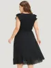 Crochet Lace Mesh Shirred Elastic Waist Ruffle Cap Sleeve Dress sold by Bloomchic