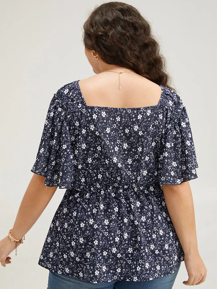 Ditsy Floral Flutter Sleeve Ruched Blouse sold by Bloomchic product image thumbnail 5